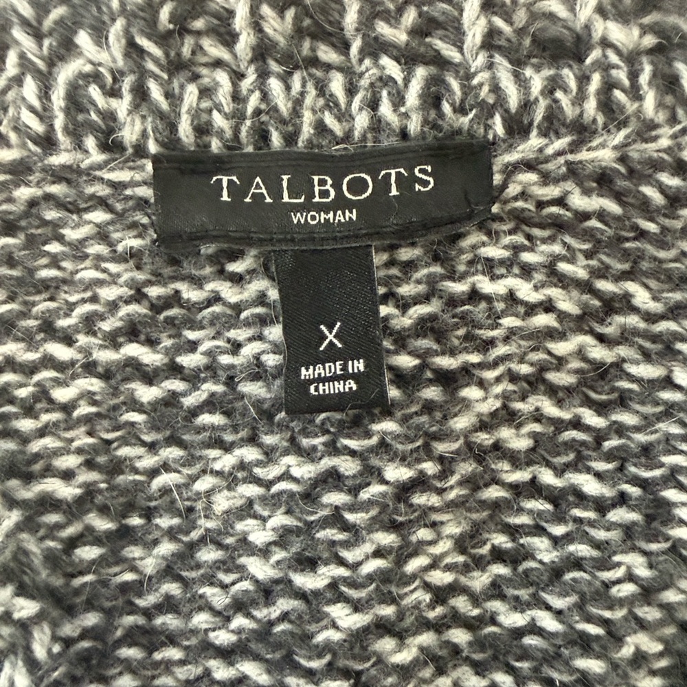 Talbots Gray Heathered Shawl-Collar Open Cardigan size XL - Picture 2 of 5